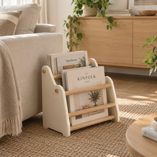 Book and magazine storage rack