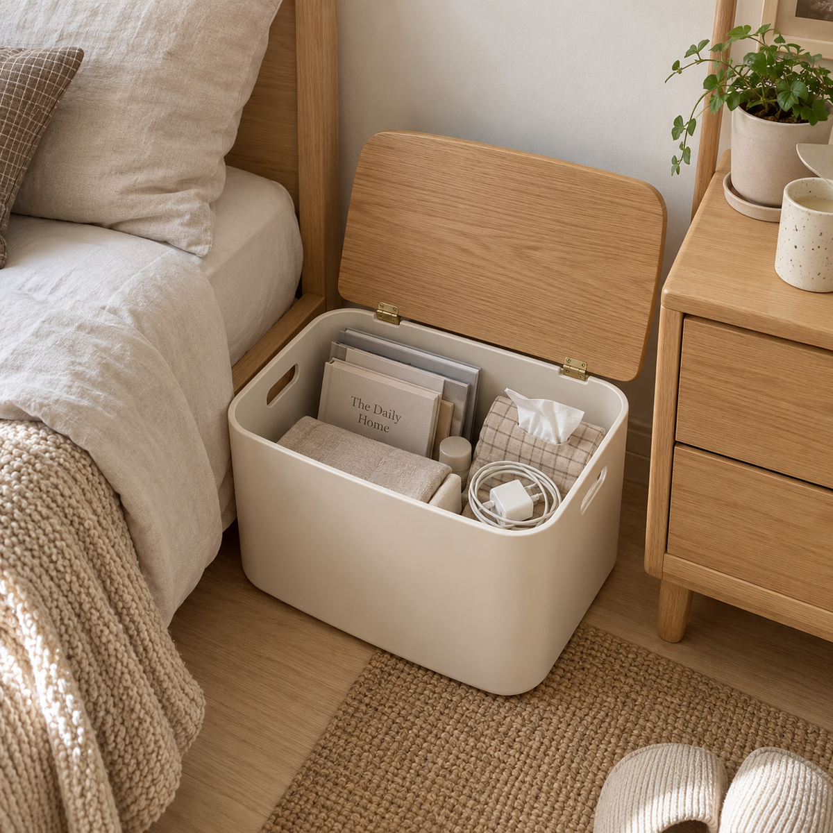 Bedside storage basket